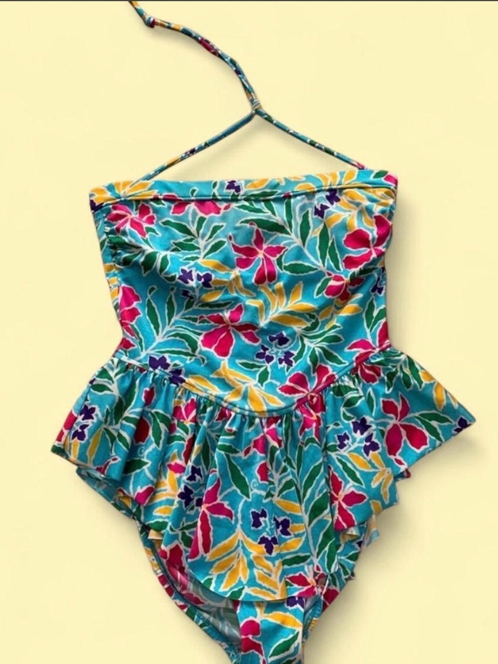 Vintage Cole Of California 80s Floral Neon Skirted One Piece Swimsuit